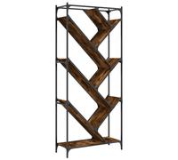 vidaXL Bookcase Bookshelf Side Cabinet Smoked Oak Engineered Wood and Metal