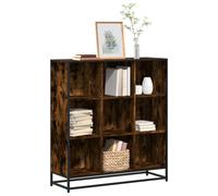 vidaXL Bookcase Bookshelf Storage Cabinet Smoked Oak Engineered Wood and Metal