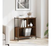 vidaXL Brown Oak Bookcase - Versatile Shelf Unit, Engineered Wood and Powder-Coated Steel Construction, Secure Wall Attachment Feature, Max Load - 20 kg per Tier, Sized 72x28x77.5 cm