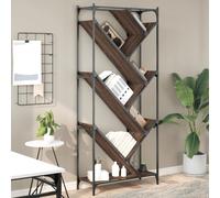 vidaXL Bookcase Brown Oak 79x30x180 cm Engineered Wood and Metal