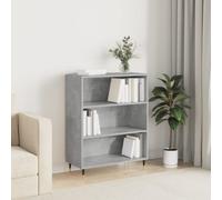 Bookcase Concrete Grey Engineered Wood Metal Feet 69.5x32.5x90 cm Open Shelves.