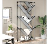 vidaXL Bookcase Bookshelf Side Cabinet Grey Sonoma Engineered Wood and Metal
