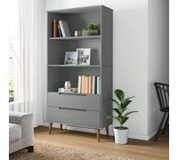(grey) vidaXL Solid Wood Pine Bookcase MOLDE Wooden Book Storage Rack Multi Colours