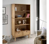 (brown) vidaXL Solid Wood Pine Bookcase with 2 Drawers Storage Shelf Multi Colours
