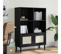 Vidaxl Bookcase Senja Rattan Look Black 90X35X130 Cm Solid Wood Pine