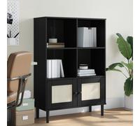 (black) vidaXL Bookcase Bookshelf Storage Cabinet SENJA Rattan Look Solid Wood Pine