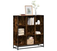 vidaXL Bookcase Bookshelf Storage Cabinet Smoked Oak Engineered Wood and Metal
