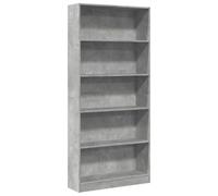 vidaXL Bookcase, Storage Cabinet for Living Room, Book Shelf for Display, Book Rack, Cupboard, Modern Style, Concrete Grey Engineered Wood