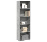 vidaXL 5 Shelf Concrete Grey Bookcase - Size: 189 x 30 x 60cm - Wilko