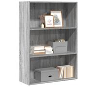 vidaXL 3 Shelf Grey Sonoma Bookcase - Size: 114 x 30 x 80cm - Wilko