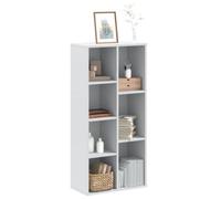 vidaXL Bookcase - Freestanding White Engineered Wood Cabinet, 7 Compartments, 50x25x105 cm