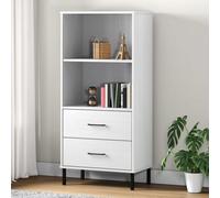 Vidaxl Bookcase With 2 Drawers White 60X35X128.5 Cm Solid Wood Oslo Bookcases