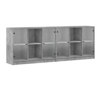 vidaXL Bookcase with Doors Concrete Grey 204x37x75 cm Engineered Wood, Grey