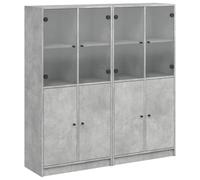 vidaXL Bookcase with Doors Bookshelf Cabinet Concrete Grey Engineered Wood