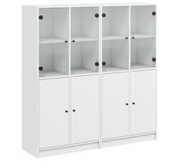 vidaXL Bookcase with Doors Bookshelf Cabinet Highboard White Engineered Wood