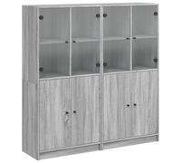 vidaXL Bookcase with Doors Bookshelf Rack Cabinet Grey Sonoma Engineered Wood