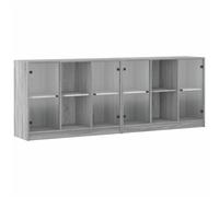 vidaXL Bookcase with Doors Grey Sonoma 204x37x75 cm Engineered Wood