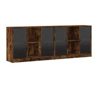 vidaXL Bookcase with Doors Smoked Oak 204x37x75 cm Engineered Wood