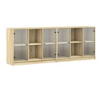 vidaXL Bookcase with Doors Bookshelf Rack Cabinet Sonoma Oak Engineered Wood