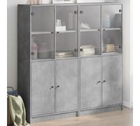 vidaXL Bookcase with Doors Bookshelf Cabinet Concrete Grey Engineered Wood
