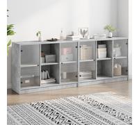 vidaXL Bookcase with Doors Bookshelf Cabinet Concrete Grey Engineered Wood