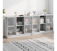 vidaXL Bookcase with Doors Bookshelf Rack Cabinet Grey Sonoma Engineered Wood
