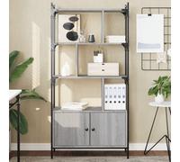 vidaXL Bookcase with Doors Grey Sonoma 76.5x30x154.5 cm Engineered Wood