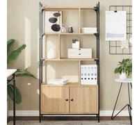 Vidaxl Bookcase With Doors Sonoma Oak 76.5X30X154.5 Cm Engineered Wood