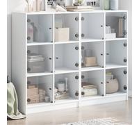 vidaXL Bookcase with Doors White 136x37x109 cm Engineered Wood
