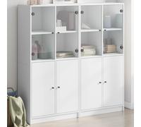 vidaXL Bookcase with Doors Bookshelf Cabinet Highboard White Engineered Wood