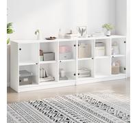 vidaXL Bookcase with Doors White 204x37x75 cm Engineered Wood