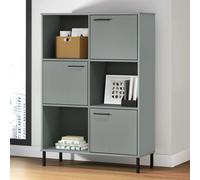 (grey) vidaXL Solid Wood Bookcase with Metal Legs OSLO Book Storage Multi Colours