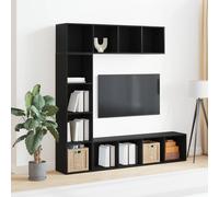 vidaXL Book Cabinet 3 pcs Black Oak 36 x 30 x 143 cm Engineered Wood, Contemporary Living Room Storage, Durable Black Bookshelf, Freestanding Modern Bookcase, Ample Space for Home Decor