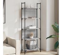 Bookshelf 5-Tier Grey Sonoma 60.5x24x166.5cm SpaceSaving Engineered Wood & Steel