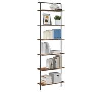 vidaXL Bookshelf Smoked oak 60 x 24 x 203 cm Engineered wood, Stylish Storage Unit, Modern Wall-Mounted Organizer, Ample Rectangular Steel Shelf for Living Room and Bedroom Solutions