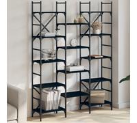 Bookshelf Black 127.5x28.5x172.5 cm Engineered Wood & Powder-Coated Steel Tall.