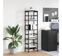 Industrial Bookshelf Black Oak 40 x 29.5 x 149 cm Engineered Wood 2-Shelf Sturdy