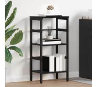 Industrial Bookshelf Black Oak 40x29.5x81cm Engineered Wood 2-Shelf Rustic Steel