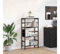 vidaXL Bookshelf Black Oak 60 x 29.5 x 115 cm Engineered Wood, Home Office Bookshelf, Rectangular Steel Storage Unit, Industrial Shelving, Durable Furniture, Modern Book Organizer