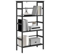 vidaXL Bookshelf Black Oak 60 x 29.5 x 115 cm Engineered Wood, Home Office Bookshelf, Rectangular Steel Storage Unit, Industrial Shelving, Durable Furniture, Modern Book Organizer