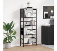 Bookshelf Industrial Black Oak 60x29.5x149cm Engineered Wood 2-Shelf Steel Frame