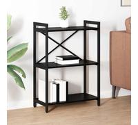 Bookshelf Tiered 60x30x85cm Black Oak Engineered Wood Industrial Shelf HeavyDuty