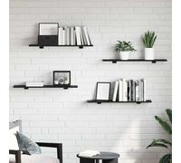 vidaXL Bookshelf Board 4 pcs Black 80 x 20 x 1.5 cm Engineered Wood