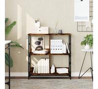 Bookshelf Smoked Oak Engineered Wood & Steel 78.5x33x82cm Industrial 4-Shelf UK