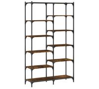 vidaXL Bookshelf Smoked Oak 100x32x170 cm Engineered Wood and Iron
