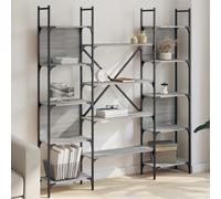 Bookshelf Engineered Wood & Powder-Coated Steel Grey Sonoma 155.5x24x166.5cm UK