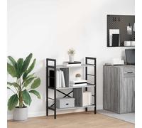 Bookshelf Industrial Grey Sonoma 75x30x91cm Engineered Wood 9-Shelves Steel Home