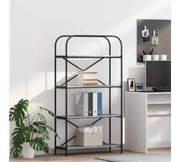 Bookshelf Grey Sonoma 80x30x146cm Engineered Wood 5-Shelf Modern Black Legs Slim