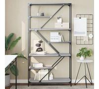 (grey sonoma) vidaXL Bookshelf Office Storage Cabinet Book Shelf Engineered Wood and Steel