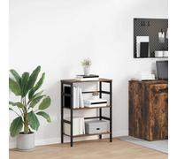 vidaXL Bookshelf Smoked Oak 60 x 29.5 x 81 cm Engineered Wood, Home Office Bookshelf, Rectangular Steel Storage Unit, Industrial Shelving, Durable Furniture, Modern Book Organizer
